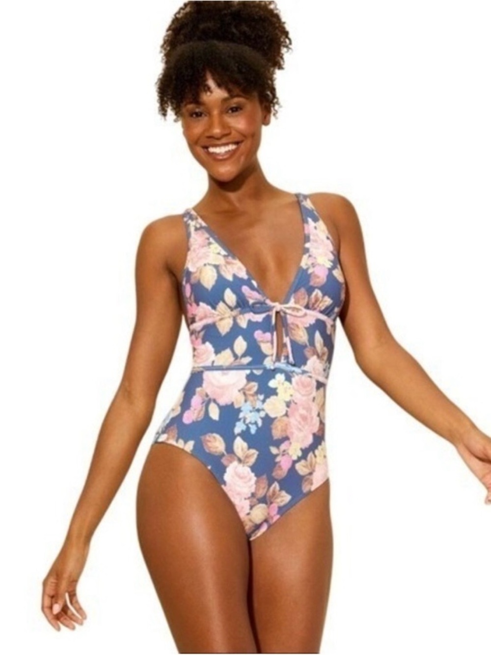 Floral One-Piece Swimsuit Bathing Suit Tropical Beach Vacation Resort Medium